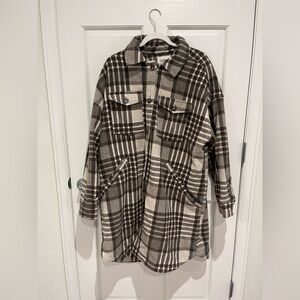 Upwest Brushed Flannel Plaid Shacket Brown Women's